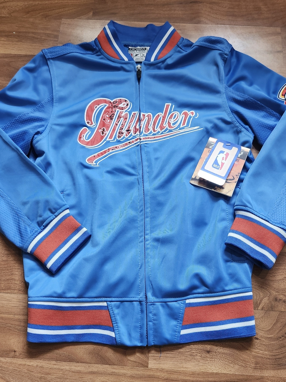 Oklahoma City Thunder NBA OKC Youth Zipway Track Varsity Jacket Blue M 10/12 NEW